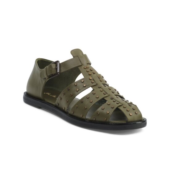 PAULA TORRES Green Made In Brazil Leather Talin Flats - Picture 1 of 2